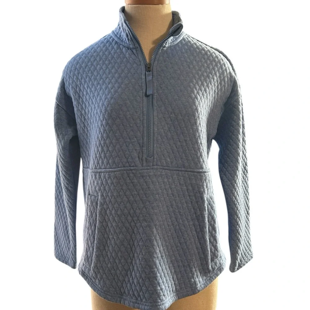 Eddie Bauer Quilted Half-Zip in Blue - Picture 4 of 12
